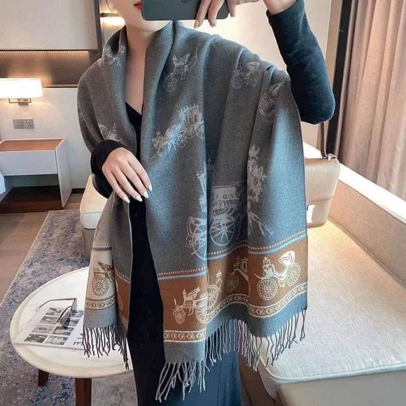 SCARVE CASHMERE REVERSIBLE - Picture 1 of 7